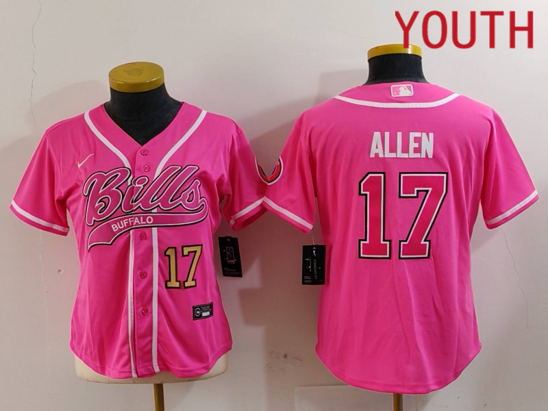Youth Buffalo Bills #17 Allen Pink Joint Name 2024 Nike Limited NFL Jersey style 9121->youth nfl jersey->Youth Jersey